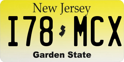 NJ license plate I78MCX