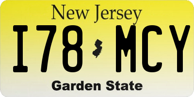 NJ license plate I78MCY