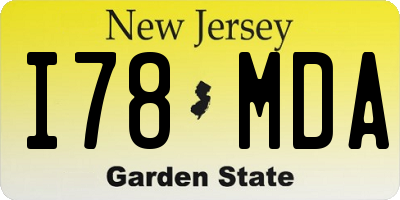 NJ license plate I78MDA