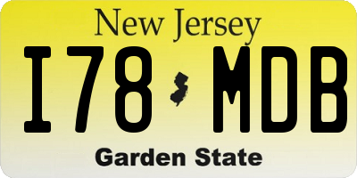 NJ license plate I78MDB