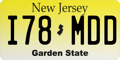 NJ license plate I78MDD
