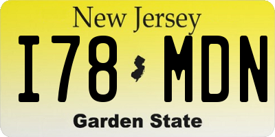 NJ license plate I78MDN