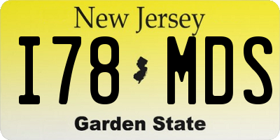 NJ license plate I78MDS