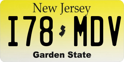NJ license plate I78MDV