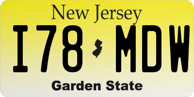 NJ license plate I78MDW
