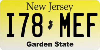NJ license plate I78MEF