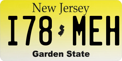 NJ license plate I78MEH