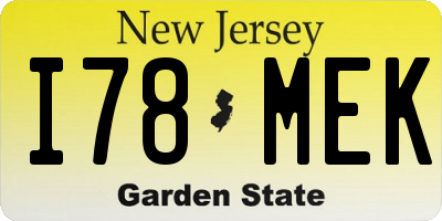 NJ license plate I78MEK