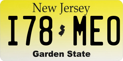 NJ license plate I78MEO