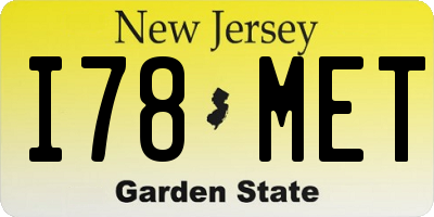 NJ license plate I78MET
