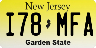 NJ license plate I78MFA