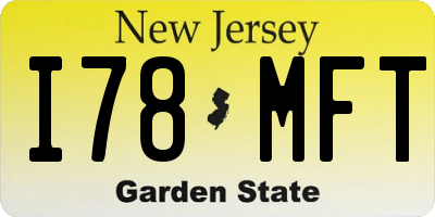 NJ license plate I78MFT
