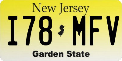 NJ license plate I78MFV