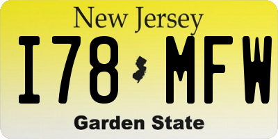 NJ license plate I78MFW