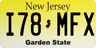 NJ license plate I78MFX
