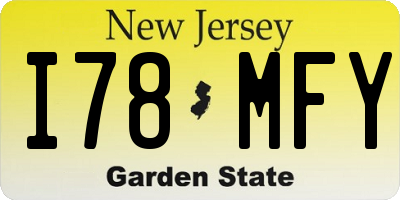NJ license plate I78MFY