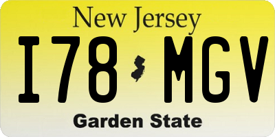 NJ license plate I78MGV