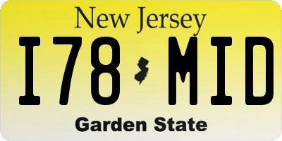 NJ license plate I78MID