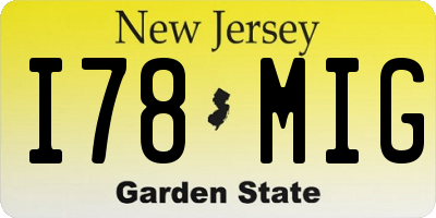 NJ license plate I78MIG