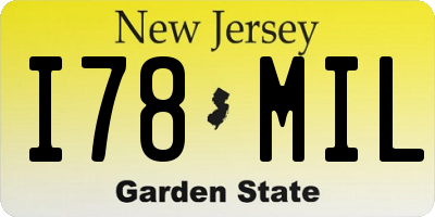 NJ license plate I78MIL