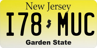 NJ license plate I78MUC