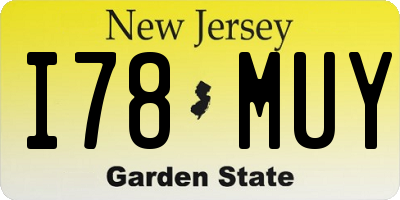 NJ license plate I78MUY