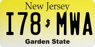 NJ license plate I78MWA