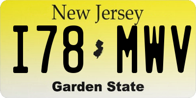 NJ license plate I78MWV