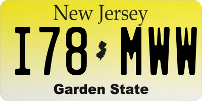 NJ license plate I78MWW