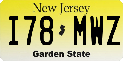 NJ license plate I78MWZ