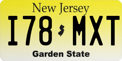 NJ license plate I78MXT