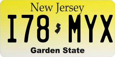 NJ license plate I78MYX