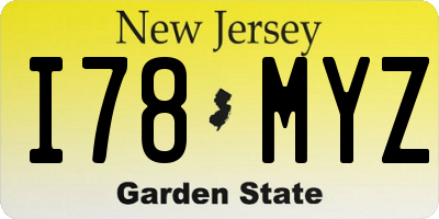 NJ license plate I78MYZ