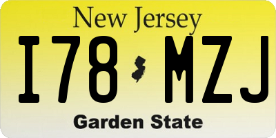 NJ license plate I78MZJ