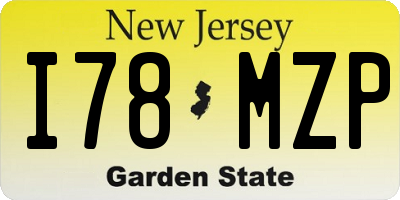 NJ license plate I78MZP
