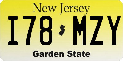 NJ license plate I78MZY