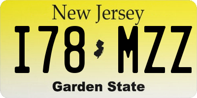 NJ license plate I78MZZ