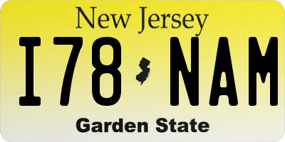 NJ license plate I78NAM