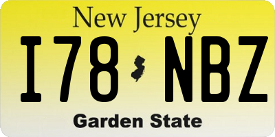 NJ license plate I78NBZ