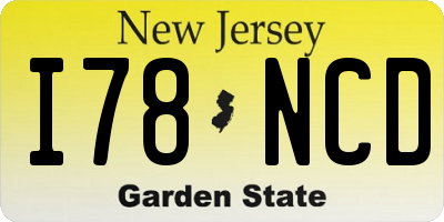NJ license plate I78NCD