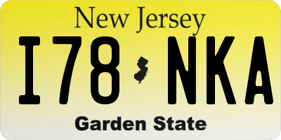 NJ license plate I78NKA