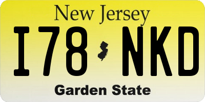 NJ license plate I78NKD