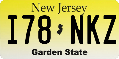 NJ license plate I78NKZ