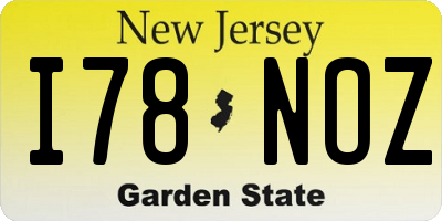 NJ license plate I78NOZ