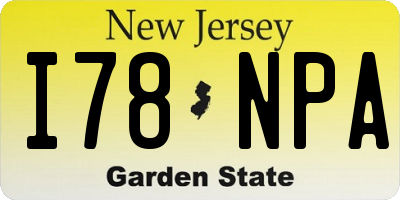 NJ license plate I78NPA