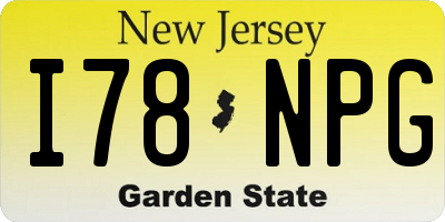 NJ license plate I78NPG