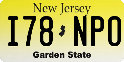 NJ license plate I78NPO