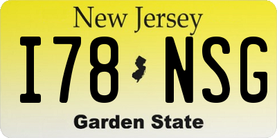 NJ license plate I78NSG