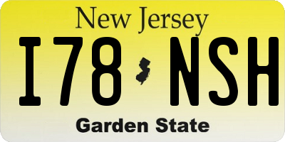 NJ license plate I78NSH