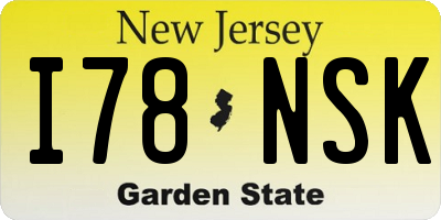 NJ license plate I78NSK